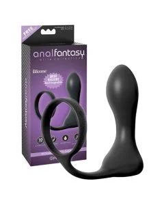Plug Vibratório Recarregável C/ Anel Vibrating Ass Gasm Pro Anal Fantasy Elite Collection Conjunto