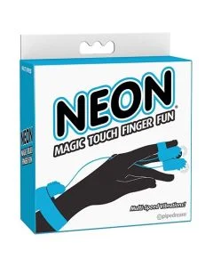 Kit Estimulador Digital Vibratório Neon Magic Touch Finger Fun Azul Caixa