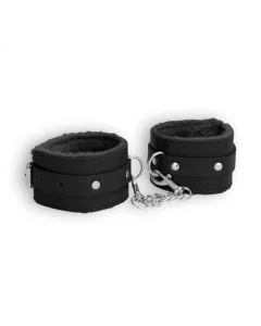 Algemas Ouch! Plush Leather Wrist Cuffs Pretas 1