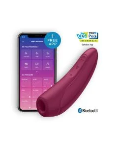 Estimulador Clítoris Recarregável Satisfyer Curvy 1+ C/ APP Vermelho Rosado