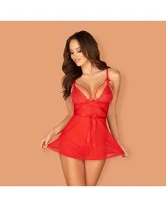 Camisa de Noite & Tanga Lovlea Obsessive Vermeha Frente