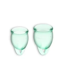 Conjunto de 2 Copos Menstruais Satisfyer Feel Confident Verde Claro
