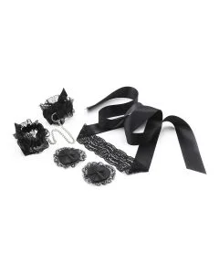 Conjunto de Renda Preta Lace Me Up Crushious