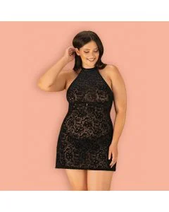 Camisa de Noite & Tanga Softily Tamanho Queen Obsessive Preta Frente