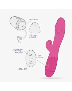 Vibrador Recarregável C/ Estimulador de Clitóris Rosa Choque & Lubrificante à BAse de Água Crushious 2