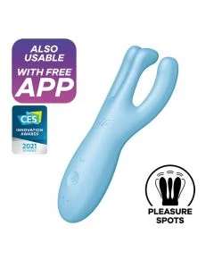 Vibrador Recarregável Satisfyer Threesome 4 C/ APP Azul