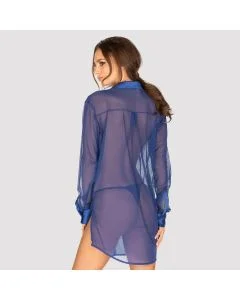 Camisa de Noite & Tanga Stellya Obsessive Azul Trás