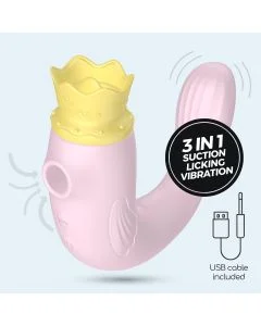 Estimulador Recarregável Triplo Hiri Crushious Rosa