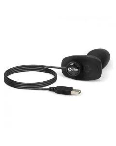 Plug Anal Recarregável C/ Comando B-Vibe Rimming Petite Preto