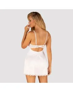 Camisa de Noite & Tanga Amor Blanco Obsessive Branca Trás