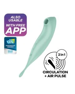 Vibrador Recarregável Satisfyer Twirling C/ APP Connect Menta