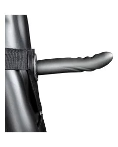 Strap On Ouch! Hollow Strap-On Textured Curved Metallic Cinzento Metalizado