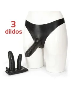 Strap On Cuecas Latex Penetrator Pele Branca - 3 Dildos