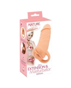 Extensão Peniana Realista C/ Masturbador 2 em 1 Nature Skin Caixa