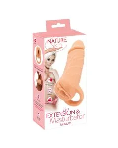 Extensão Peniana Realista C/ Masturbador 2 em 1 Nature Skin Caixa