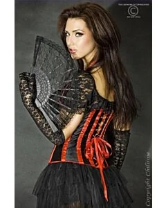 Corpete Glamour + String Preto & Vermelho Lateral