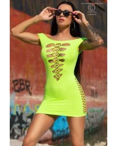 Vestido Recortes Sensuais Verde Frente