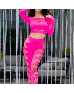 Conjunto Top + Leggings Rosa Frente Apróx