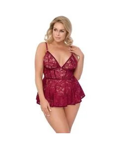 Conjunto Babydoll & Tanga Cottelli Curves Frente