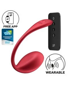 Ovo Vibratório Recarregável Satisfyer Ribbed Petal Connect APP Vermelho