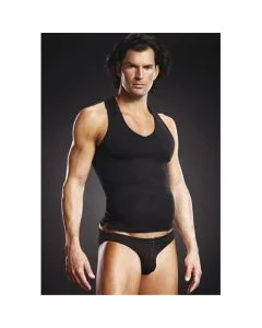 Tank Top Performance Microfiber V-Neck Preta