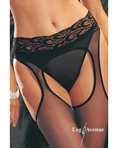 Collants em Rede C/ Efeito Porte de Liga Pretos