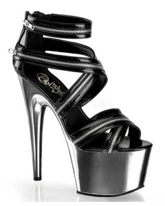 Sandália Pleaser Delight 660FH Preto & Vermelho
