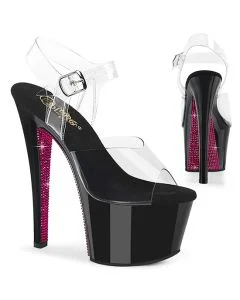 Sandália Pleaser Sky 308 Brilhantes Rosa
