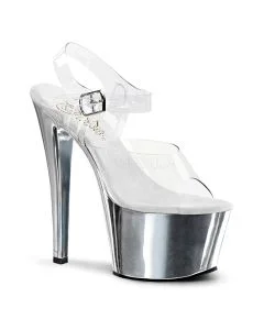 Sandália Pleaser Sky 308 Prateada