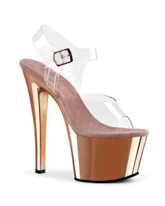 Sandália Pleaser Sky 308 Ouro Rosa