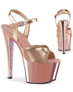 Sandália Pleaser Sky 308 Ouro Rosa
